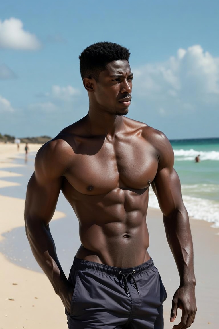Malik Miami male stripper athletic build for South Beach parties