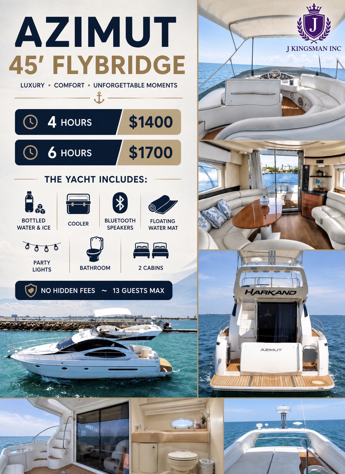 Azimut 45 flybridge Miami yacht charter