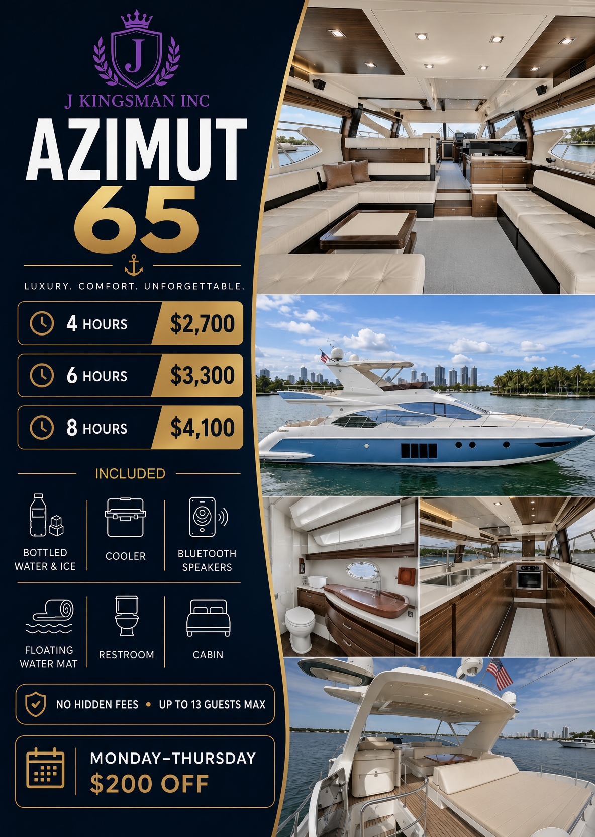 Azimut 65 Miami luxury yacht rental